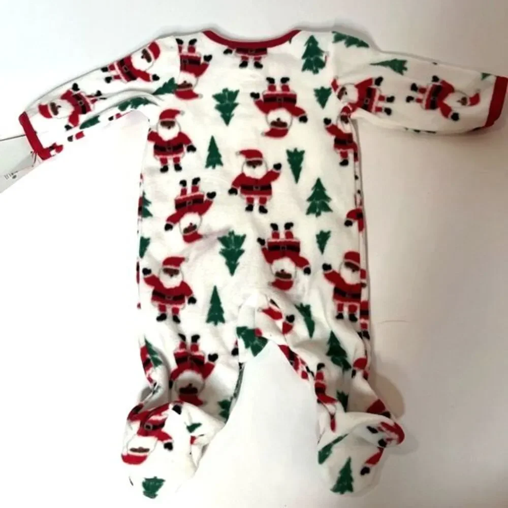 Carters My First Christmas Brown Santa Fleece Baby One-Piece Size NB New!